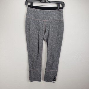 Prana Women's Size S Tori Crop‎ Leggings Heathered Gray With Black Lattice Ankle